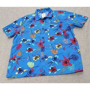 Topo design mens large 100% organic cotton cobalt blue shirt button down casual